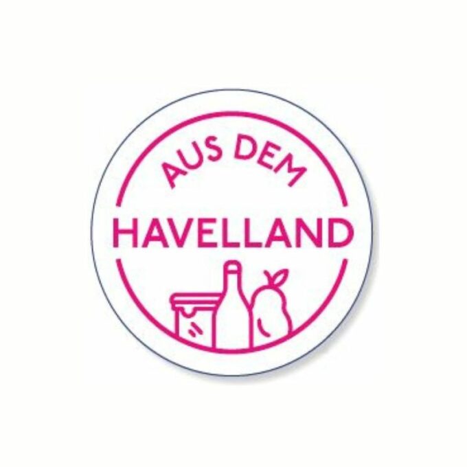 Aus dem Havelland Produktlabel Aufkleber pink auf weiß